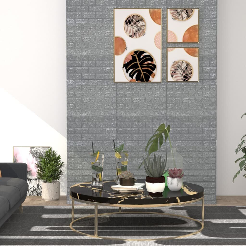 vidaXL 20x 3D Wallpaper Bricks Self-adhesive Anthracite Wall Stickers Brick 3D